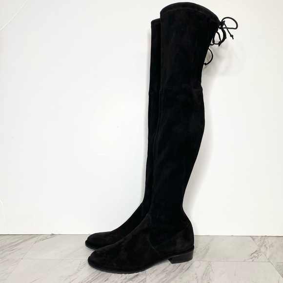 Stuart Weitzman Lowland Black Suede Over the Knee Boot 7M - Picture 1 of 16